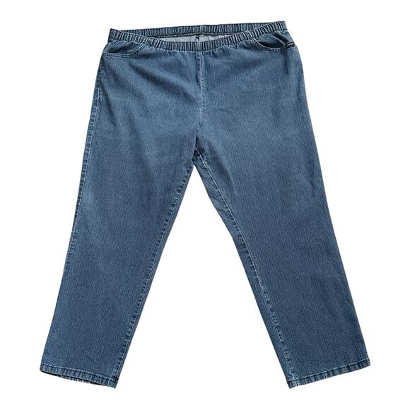 CHIC Womens Plus Size 24W Petite Vintage Pull On Denim Blue Jeans 27" Inseam - Picture 1 of 6